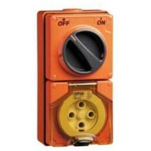 POWER OUTLET SWITCHED 56 SERIES 4 PIN 32A 500V IP66 RESISTANT ORANGE