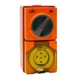 POWER OUTLET SWITCHED 56 SERIES 5 PIN 20A 500V IP66 CHEMICAL GREY