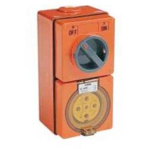POWER OUTLET SWITCHED 56 SERIES 5 PIN 32A 500V IP66 RESISTANT ORANGE