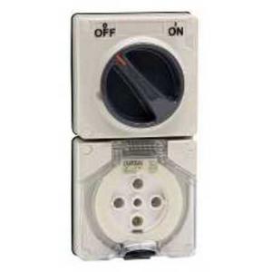 POWER OUTLET SWITCHED 56 SERIES 5 PIN 32A 500V IP66 GREY