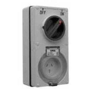 POWER OUTLET SWITCHED ONE PIECE COVER 56 SERIES 3 PIN 10A 250V IP66 GREY