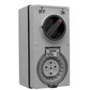 POWER OUTLET SWITCHED ONE PIECE COVER 56 SERIES 5 PIN 20A 500V IP66 GREY