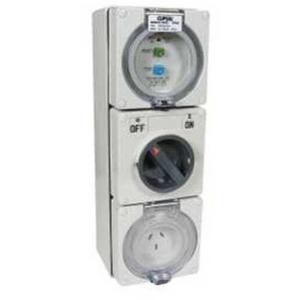 POWER OUTLET SWITCHED RCD 56 SERIES 3 PIN 10A 250V IP66 GREY