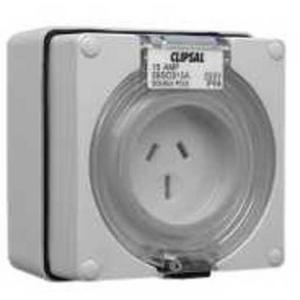 POWER OUTLET AUTOSWITCHED SURFACE 56 SERIES 3 PIN 15A 250V IP66 GREY