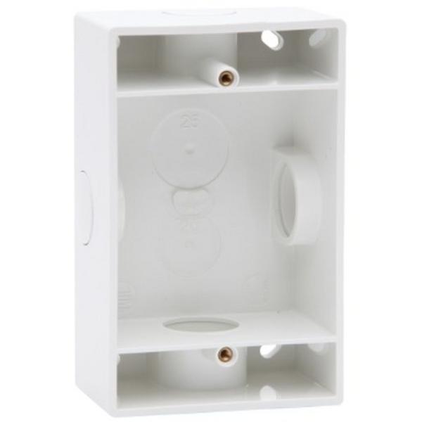 UNIVERSAL DOUBLE INSULATED MOUNTING BLOCK; POLYCARBONATE, WHITE, Ideal Electrical Catalogue Switches Plugs Sockets Switches Surface Mounting Box - Construction Supplies Australia