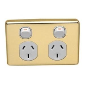 GPO HORIZONTAL C2000 SERIES CLASSIC DOUBLE 10A SHUTTERED WHITE