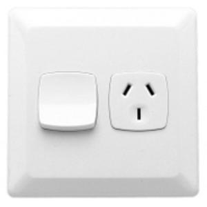 POWER OUTLET SWITCHED SQUARE P2000 SERIES SINGLE 10A 250V WHITE ELECTRIC