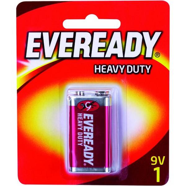 Battery Eveready Carbon Heavy Duty Red 9V (Pack 1), Ideal Electrical Catalogue Electrical Appliances Batteries Battery Not Rechargeable - Construction Supplies Australia