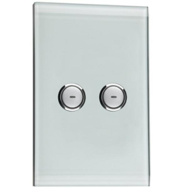 2 Gang Glass Facia Cream, Ideal Electrical Catalogue Switches Plugs Sockets Switches Grid Cover Plate - Construction Supplies Australia
