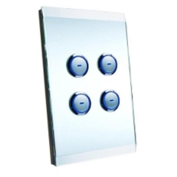 4 Gang Glass Facia Cream, Ideal Electrical Catalogue Switches Plugs Sockets Switches Grid Cover Plate - Construction Supplies Australia