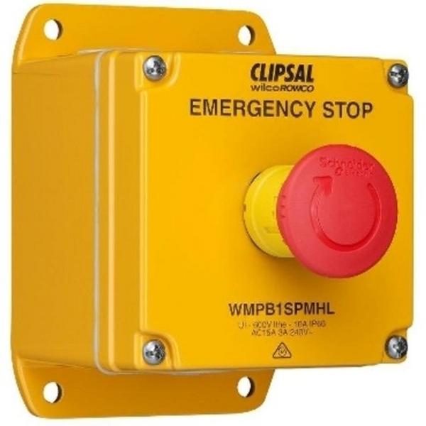 CONTROL STATION EMERGENCY STOP WILCO METAL CLAD MUSHROOM LATCHING IP56 1N/C YELLOW, Ideal Electrical Catalogue Switches Plugs Sockets Switches Push Button - Construction Supplies Australia
