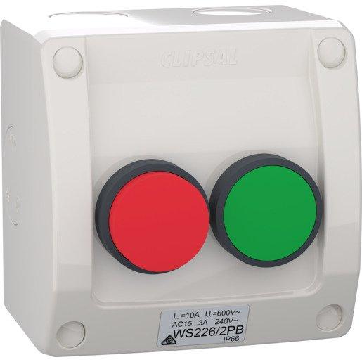 Clipsal WS226/2PB-RG | Push Button Stop Surface Mount Weatherproof 2 ...