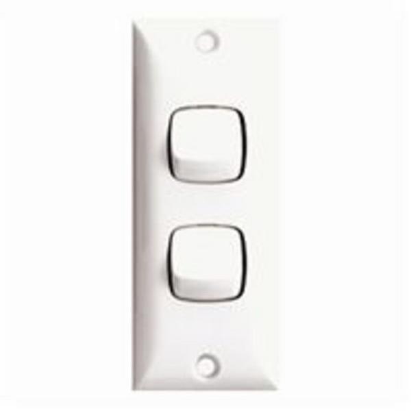 Architrave Switch 2 Gang White 10A, Ideal Electrical Catalogue Switches Plugs Sockets Switches Light Switch - Construction Supplies Australia