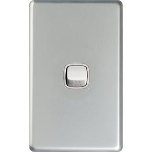 SWITCH VERTICAL EXCEL SERIES 1 GANG 10A 240V WHITE / MATT SILVER