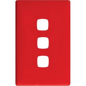 LINEA 3 GANG PLATE SOFT TOUCH RED