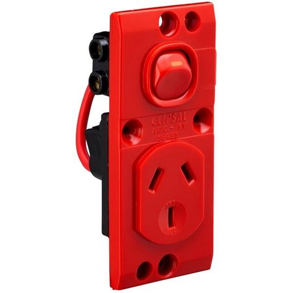 Power Point 10A Single Medilec 2 Pole Vertical Red GPO Mech, Ideal Electrical Catalogue Switches Plugs Sockets Outlets Gpo - Construction Supplies Australia