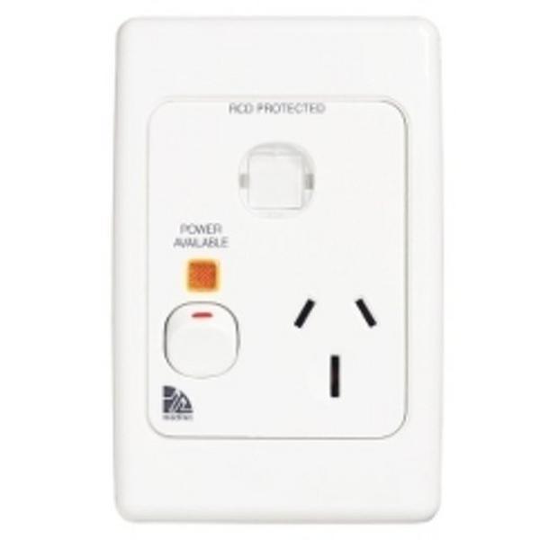 Power Point 15A Single Medilec Vertical Red ID Window Neon, Ideal Electrical Catalogue Switches Plugs Sockets Outlets Gpo - Construction Supplies Australia