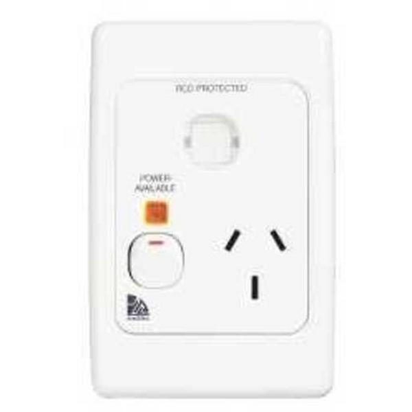 Power Point 10A Single Medilec Vertical Red ID Window Neon, Ideal Electrical Catalogue Switches Plugs Sockets Outlets Gpo - Construction Supplies Australia