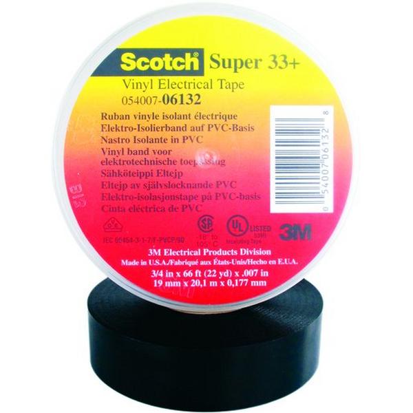 Tape Pro Vinyl Elec Super 33+ Scotch 19mm X 33M Black, Ideal Electrical Catalogue Hardware Tape Adhesive Tape - Construction Supplies Australia