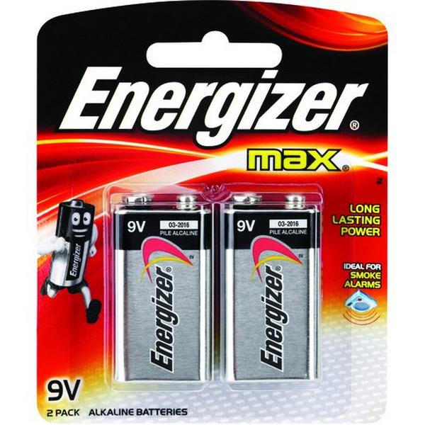 Battery Energizer Max Alkaline 9V (Pack 2), Ideal Electrical Catalogue Electrical Appliances Batteries Battery Not Rechargeable - Construction Supplies Australia
