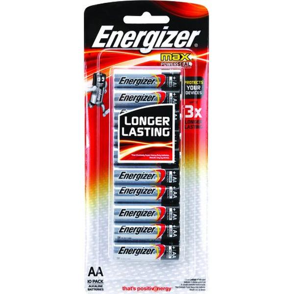 Battery Energizer Max Alkaline AA (Pack 10), Ideal Electrical Catalogue Electrical Appliances Batteries Battery Not Rechargeable - Construction Supplies Australia
