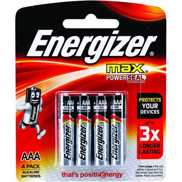 Battery Energizer Max Alkaline AAA (Pack 4), Ideal Electrical Catalogue Electrical Appliances Batteries Battery Not Rechargeable - Construction Supplies Australia