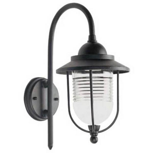 WALL LIGHT E27 H360 X W185 X P290MM BLACK/FRST DOMO, Ideal Electrical Catalogue Light Fittings Ceiling Wall Lighting Ceiling Wall Luminaire - Construction Supplies Australia