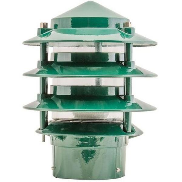 Bollard Head E27 3 Tier 220X160mm IP44 Green, Ideal Electrical Catalogue Light Fittings Bollard Luminaire Bollard - Construction Supplies Australia
