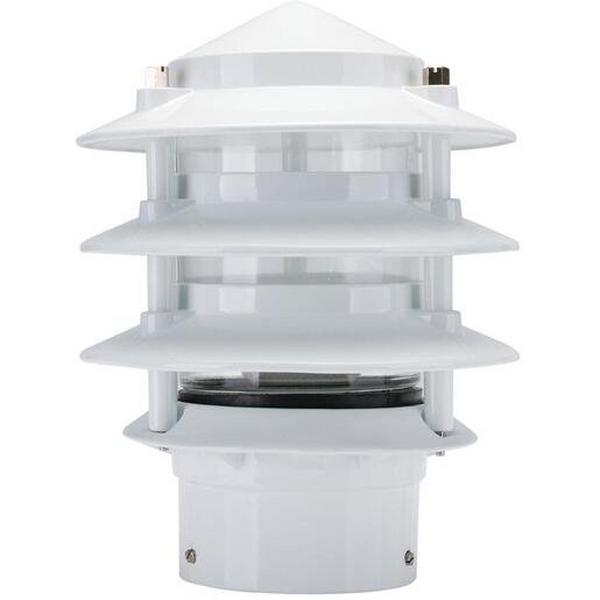 Bollard Head E27 3 Tier 220X160mm IP44 White, Ideal Electrical Catalogue Light Fittings Bollard Luminaire Bollard - Construction Supplies Australia