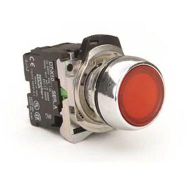Button Metal Illuminated Red 24Vacdc- 1N/C, Ideal Electrical Catalogue Switches Plugs Sockets Switches Push Button - Construction Supplies Australia