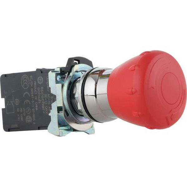 Button E/Stop Metal 40mm-1N/Cs, Ideal Electrical Catalogue Switches Plugs Sockets Switches Push Button - Construction Supplies Australia