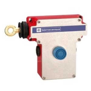 LATCHING EMERGENCY STOP ROPE PULL SWITCH, E XY2CE, LH SIDE -1NC+1 NO, BOOTED PUSHBUTTON