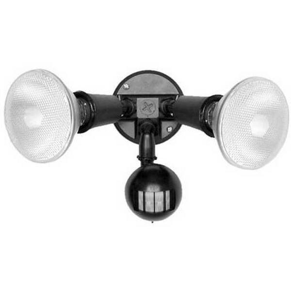 Floodlight E27 2Lt IP44 Black /W Sensor No Lamps, Ideal Electrical Catalogue Light Fittings Downlight Downlight Spot Floodlight - Construction Supplies Australia