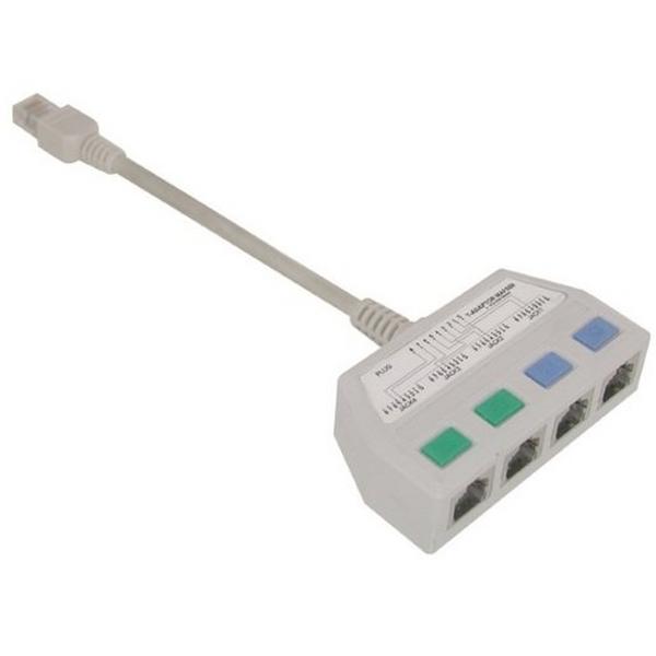 Cat5E 4-Way Voice Splitter 8P8C Plug To 4 X Jacks, Ideal Electrical Catalogue Data Communications Copper Modular Connector - Construction Supplies Australia