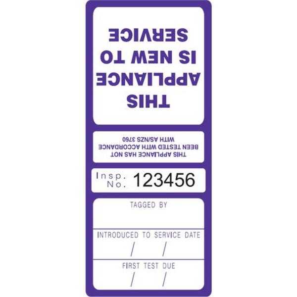 Tag Sltt "This Appliance Is New To Service" Purple 100 Pack, Ideal Electrical Catalogue Tools Instrumentation Labelling Labelling Material - Construction Supplies Australia