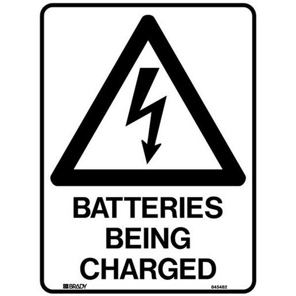 Batteries Being Charged 250X180 Stainless Steel, Ideal Electrical Catalogue Hardware Warning Signing Plate Warning Sign And Labels - Construction Supplies Australia