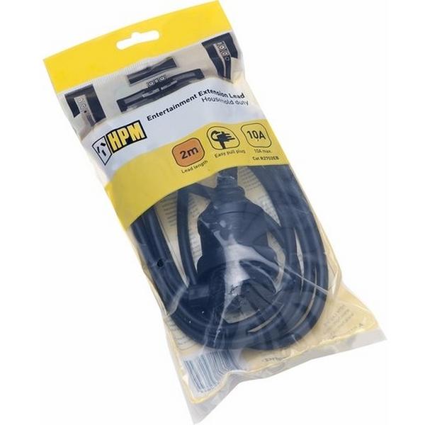 Black Extension Lead With Easy Pull Plug 2M, Ideal Electrical Catalogue Electrical Appliances Power Leads Power Cord - Construction Supplies Australia