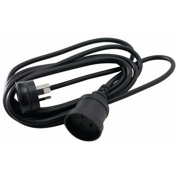 Black Extension Lead With Easy Pull Plug 3M, Ideal Electrical Catalogue Electrical Appliances Power Leads Power Cord - Construction Supplies Australia