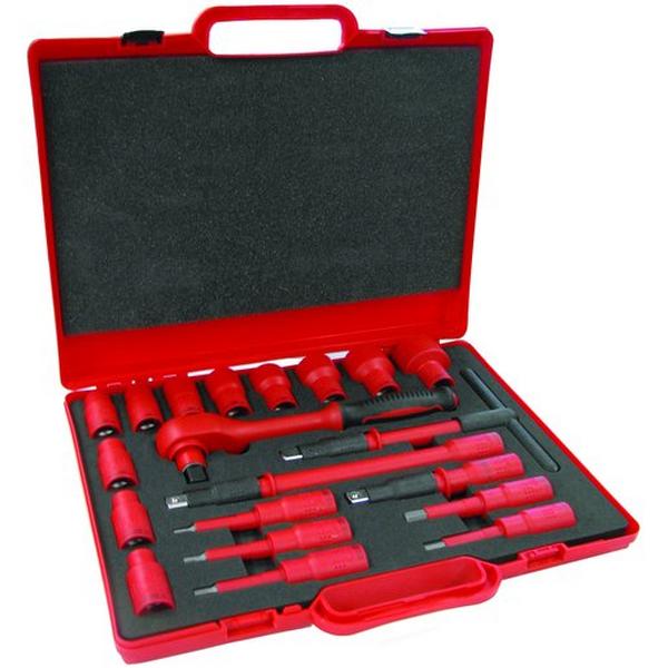 1/2" DRIVE VDE SOCKET SET 20PCS, Ideal Electrical Catalogue Tools Instrumentation Hand Tools Socket Spanner Set - Construction Supplies Australia