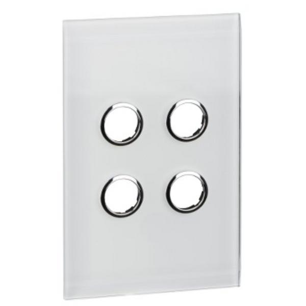 4 Button Glass Fascia Pw, Ideal Electrical Catalogue Switches Plugs Sockets Switches Grid Cover Plate - Construction Supplies Australia