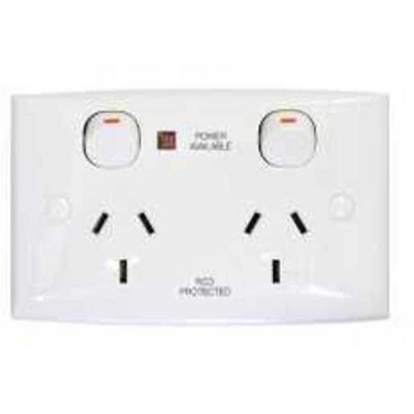 Power Point 10A Double Medilec Horizontal White Neon Shuttered, Ideal Electrical Catalogue Switches Plugs Sockets Outlets Gpo - Construction Supplies Australia