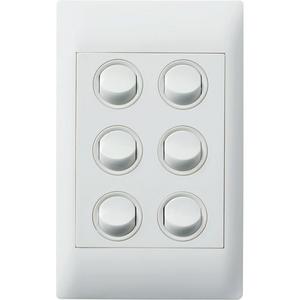 E-COM 16A 6-GANG SWITCH WHITE