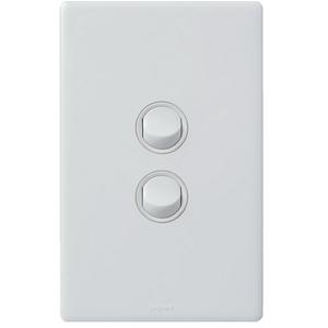 EXCEL LIFE 16AX 2 WAY SINGLE POLE DOUBLE THROW VERTICAL ROCKER SWITCH 2 GANG GLOSS WHITE