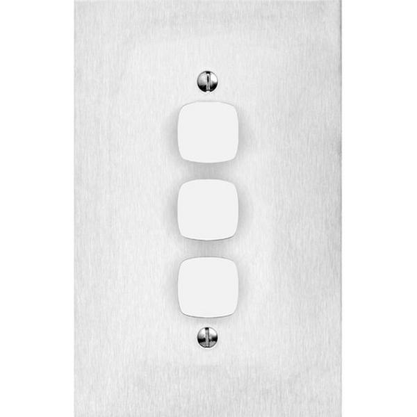 Architectual Metal 3 Gang Grid And Plate - No Mech, Ideal Electrical Catalogue Switches Plugs Sockets Switches Grid Cover Plate - Construction Supplies Australia