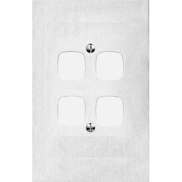 Architectual Metal 4 Gang Grid And Plate - No Mech, Ideal Electrical Catalogue Switches Plugs Sockets Switches Grid Cover Plate - Construction Supplies Australia