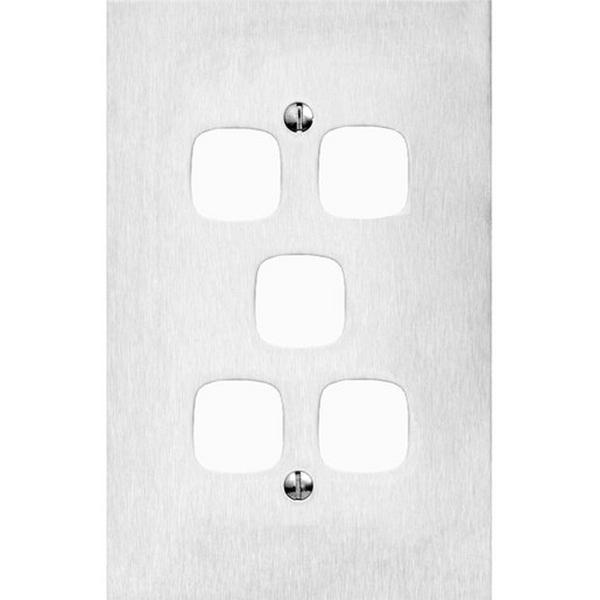 Architectual Metal 5 Gang Grid And Plate - No Mech, Ideal Electrical Catalogue Switches Plugs Sockets Switches Grid Cover Plate - Construction Supplies Australia