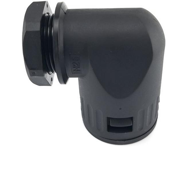 Flexible Conduit Gland Nylon 20mm M20 90 Deg Black, Ideal Electrical Catalogue Cable Management Conduit Rigid Terminal Sleeve For Installation Tubes - Construction Supplies Australia