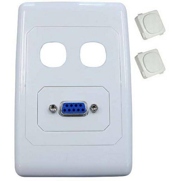 A-Class Outlet Plate - Cable Management + 2 Way, Ideal Electrical Catalogue Switches Plugs Sockets Switches Grid Cover Plate - Construction Supplies Australia