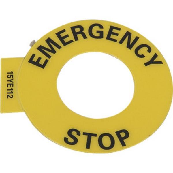 800F-15Ye112Abr E/Stop Legend, Ideal Electrical Catalogue Industrial Sight Sound Legend Plate For Control Circuit Devices - Construction Supplies Australia