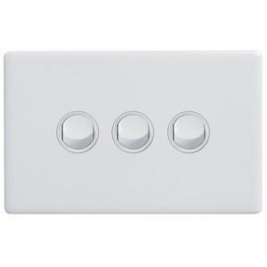EXCEL LIFE 16AX SINGLE POLE DOUBLE THROW HORIZONTAL ROCKER SWITCH 3 GANG GLOSS WHITE